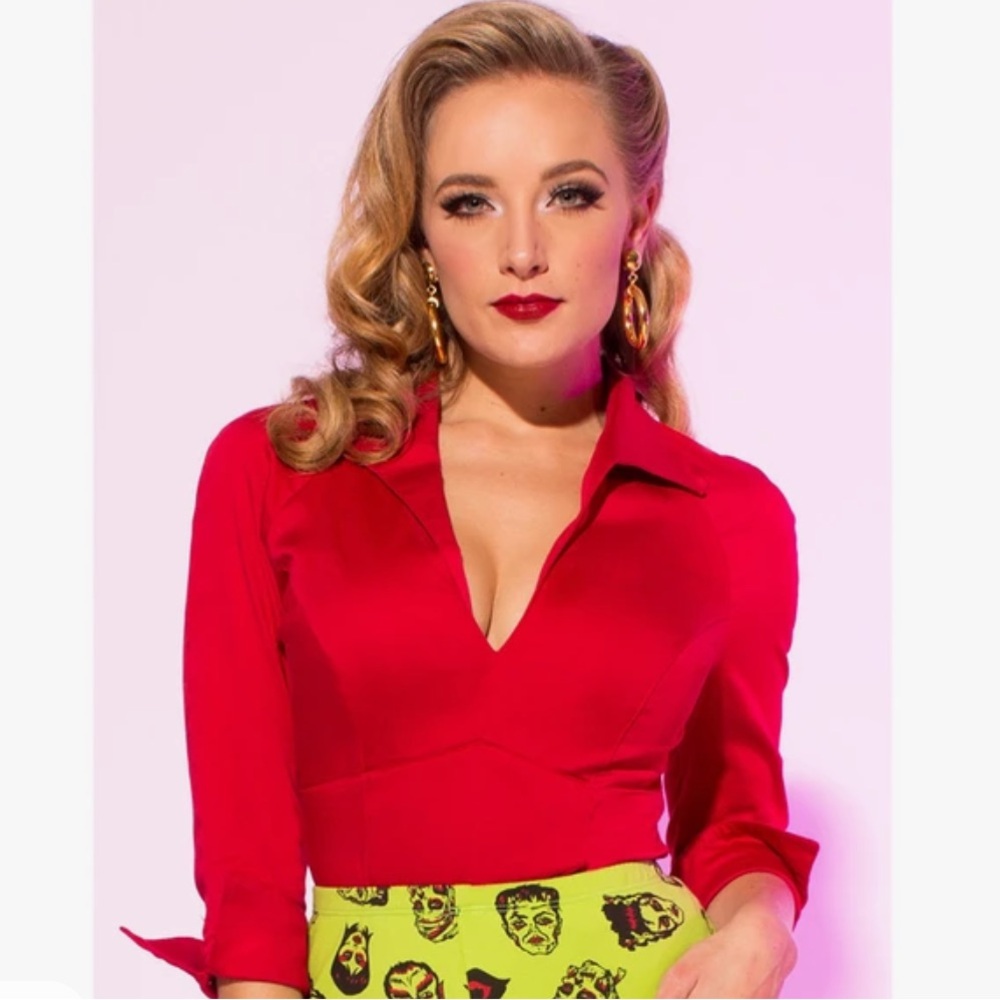 NWT Pinup Couture Red XS Lauren Top